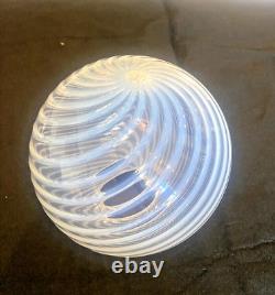 Beautiful Vintage Blue-opalescent Swirl Glass Globe Lamp Shade
