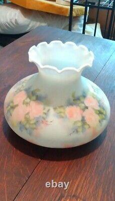 Beautiful Vintage Glass Fenton Oil Lamp Shade Globe Hand Painted