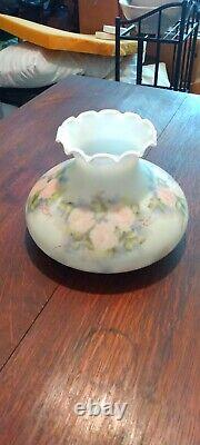 Beautiful Vintage Glass Fenton Oil Lamp Shade Globe Hand Painted