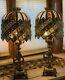 Beautiful Vintage Pair Of Table Lamps Withcherubs Filigree Shades