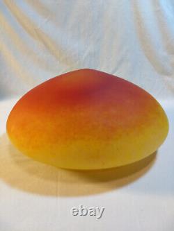 Beautiful Vintage Red, Yellow & Orange Glass Mushroom Dome Shade 11 Inch