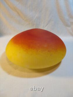 Beautiful Vintage Red, Yellow & Orange Glass Mushroom Dome Shade 11 Inch