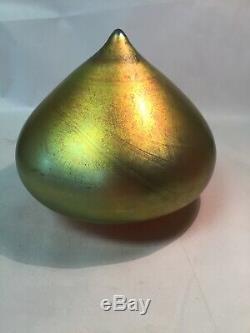 Beautiful Vtg Art Glass Bulbous Aurene Gold Lamp Shade Unsigned Steuben Quezal