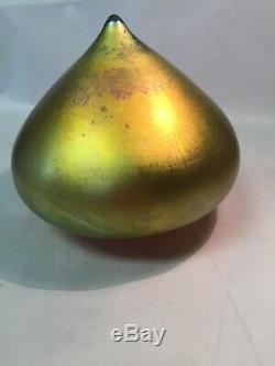 Beautiful Vtg Art Glass Bulbous Aurene Gold Lamp Shade Unsigned Steuben Quezal