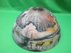 Beautiful vintage reverse hand painted snow covered & forest scene Lamp Shade