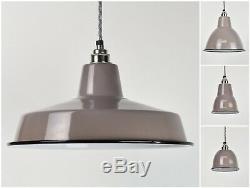 Beige Grey Classic Vintage Industrial Factory Enamel Shades Lampshade Pendant