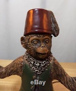 Bellhop Monkey Lamp With Two Lamp Shades Vintage Creepy Macabre
