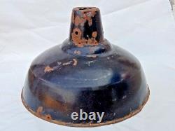 Big Size Vintage Original Old Iron Porcelain Enamel Rare Jet Black Lamp Shade