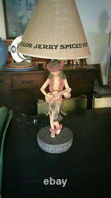 Big Vintage Sailor Jerry Spiced Rum Hula Girl w Ukelali Table Lamp & Shade