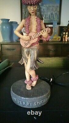 Big Vintage Sailor Jerry Spiced Rum Hula Girl w Ukelali Table Lamp & Shade