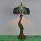 Blue Tulip Style Tiffany Table Lamp Stained Glass Desk Light For Home Decor 18