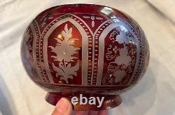 Boston Sandwich Ruby Flash Cut to Clear GOTHIC ARCHES Kerosene Oil Gas Shade