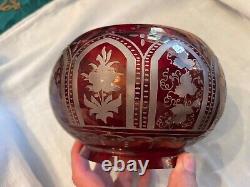 Boston Sandwich Ruby Flash Cut to Clear GOTHIC ARCHES Kerosene Oil Gas Shade