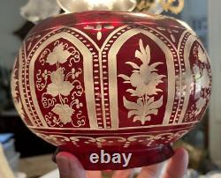 Boston Sandwich Ruby Flash Cut to Clear GOTHIC ARCHES Kerosene Oil Gas Shade