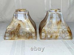 Bournique Arts & Crafts, Cone Flower, Gold Outlined, 4 Sided Lighting Shades