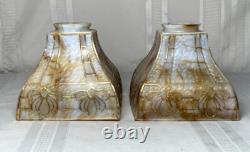 Bournique Arts & Crafts, Cone Flower, Gold Outlined, 4 Sided Lighting Shades