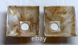 Bournique Arts & Crafts, Cone Flower, Gold Outlined, 4 Sided Lighting Shades