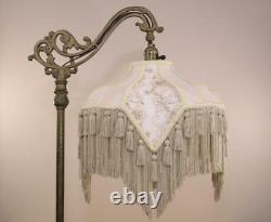 Bridge Floor Lamp Shade Victorian Fringed Beige/Champagne Tailor Made Lampshades