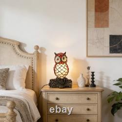 Bronze Tiffany Owl Shaped Desk Lamp, Single Head Home Decoration Glass Lamp, New