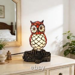 Bronze Tiffany Owl Shaped Desk Lamp, Single Head Home Decoration Glass Lamp, New