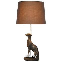 CGC Table Lamp Shade Light Grey Bronze Greyhound Whippet Dog Resin Study UK