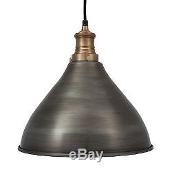 CONE PEWTER LAMPSHADE VINTAGE INDUSTRIAL DESIGNER METAL BAR RESTAURANT LIGHTING