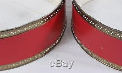 Candelabra Bouillotte Candlestick Metal Table Lamps Pair Vintage Red Shades