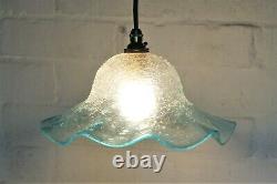 Ceiling Light A Vintage French Crackle Glass Lampshade Pale Blue Antique Style