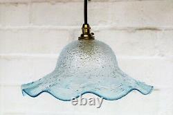 Ceiling Light A Vintage French Crackle Glass Lampshade Pale Blue Antique Style