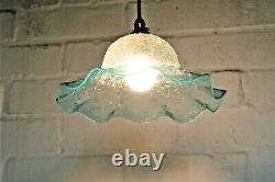 Ceiling Light A Vintage French Crackle Glass Lampshade Pale Blue Antique Style