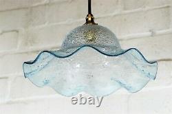 Ceiling Light A Vintage French Crackle Glass Lampshade Pale Blue Antique Style
