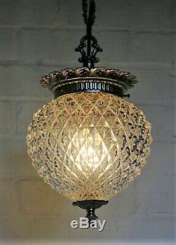 Ceiling Light Vintage Glass Pineapple Antique Style Heavy Glass Lampshade Brass