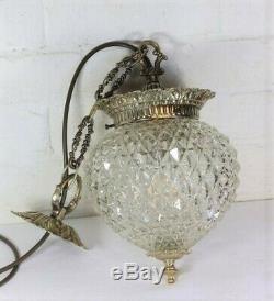 Ceiling Light Vintage Glass Pineapple Antique Style Heavy Glass Lampshade Brass