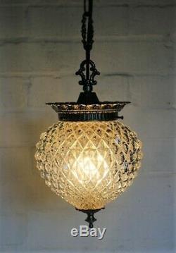 Ceiling Light Vintage Glass Pineapple Antique Style Heavy Glass Lampshade Brass