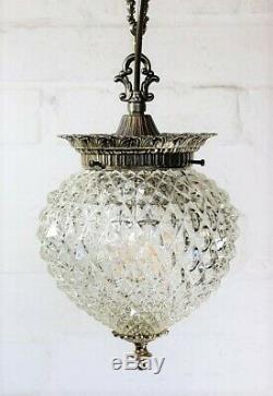 Ceiling Light Vintage Glass Pineapple Antique Style Heavy Glass Lampshade Brass