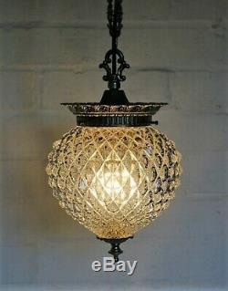 Ceiling Light Vintage Glass Pineapple Antique Style Heavy Glass Lampshade Brass