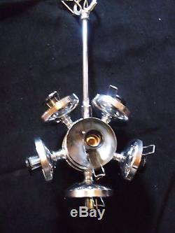Chrome Mid Century vintage space age chandelier pendant 7 lamps. Original 60 s
