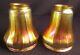 Circa 1900 Signed Matching Of Pair'quezal' Gold Iridescent Art Glass Shades