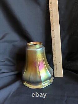 Circa 1900 Signed Quezal Gold Iridescent Art Glass Shade