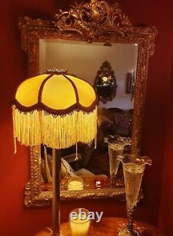 Connie, Victorian Downton Vintage Glass Beaded Lampshade. Yellow Gold Damask 14