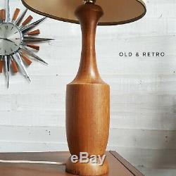 Cool teak Danish Lamp Base Mid Century Retro wooden vintage original Lampshade