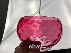 Cranberry Coin Dot Lamp Shade 4 3/4 Fitter Antique Fishbowl Gas Oil Lamp Shade