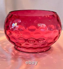 Cranberry Coin Dot Lamp Shade 4 3/4 Fitter Antique Fishbowl Gas Oil Lamp Shade