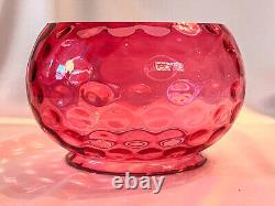 Cranberry Coin Dot Lamp Shade 4 3/4 Fitter Antique Fishbowl Gas Oil Lamp Shade