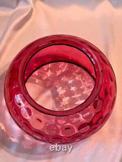 Cranberry Coin Dot Lamp Shade 4 3/4 Fitter Antique Fishbowl Gas Oil Lamp Shade