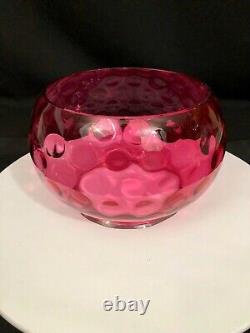 Cranberry Coin Dot Lamp Shade 4 3/4 Fitter Antique Fishbowl Gas Oil Lamp Shade