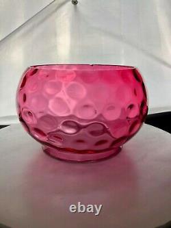 Cranberry Coin Dot Lamp Shade 4 3/4 Fitter Antique Fishbowl Gas Oil Lamp Shade