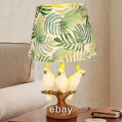 Creative Three Parrots Green Leaf Fabric Desk Lamp, 10 Inches, Reading Light, New