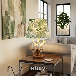 Creative Three Parrots Green Leaf Fabric Desk Lamp, 10 Inches, Reading Light, New