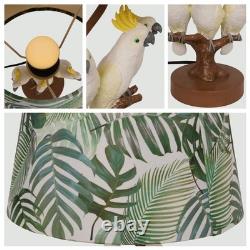 Creative Three Parrots Green Leaf Fabric Desk Lamp, 10 Inches, Reading Light, New